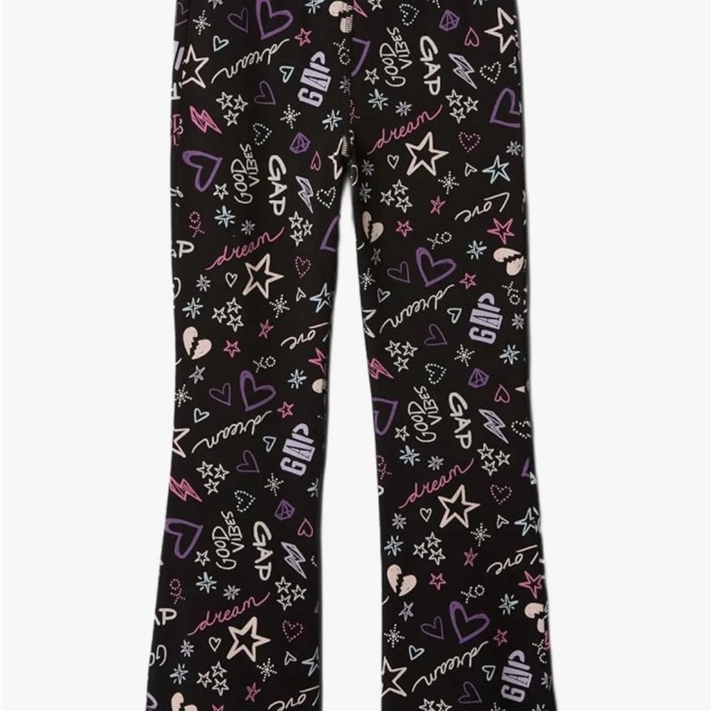 GAP Kids Black Pajama Bottoms with Colorful Graphics